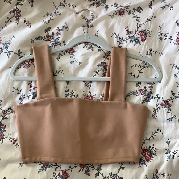 Zara Women’s small tan square neck crop w/ tag - Picture 1 of 3